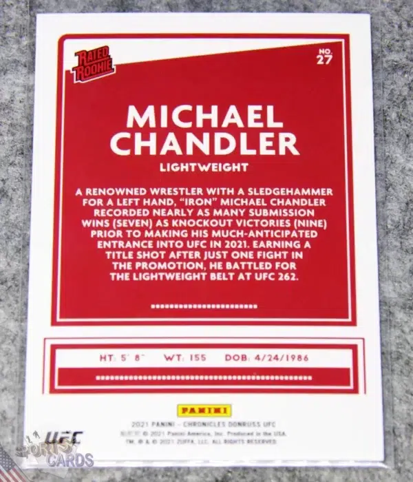 Alternative view of 2021 Michael Chandler #27 Panini Chronicles Donruss Rated Rookie RC