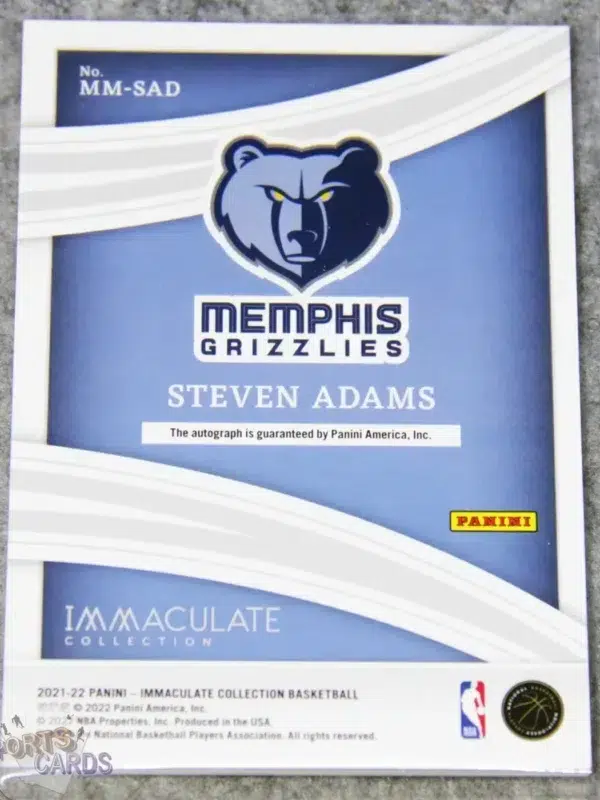 2021-22 Steven Adams #MM-SAD Panini Immaculate Modern Marks Auto /25-back