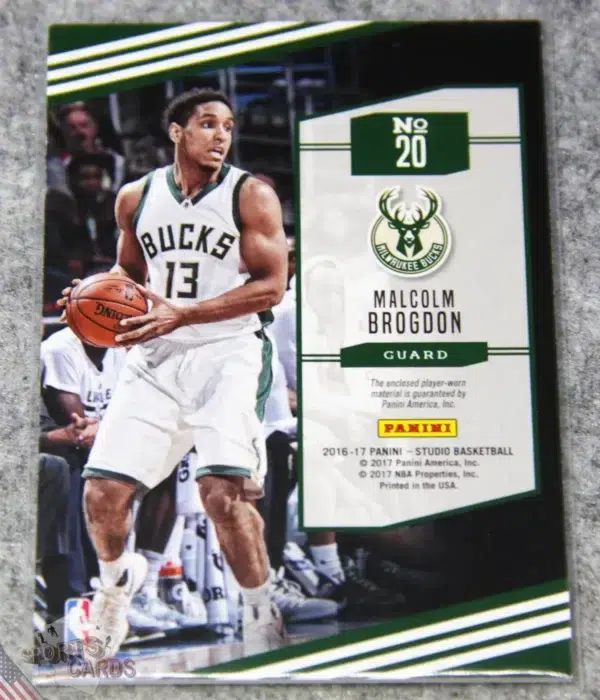 Alternative view of 2016-17 Malcolm Brogdon #20 Panini Studio First Impact Patch RC