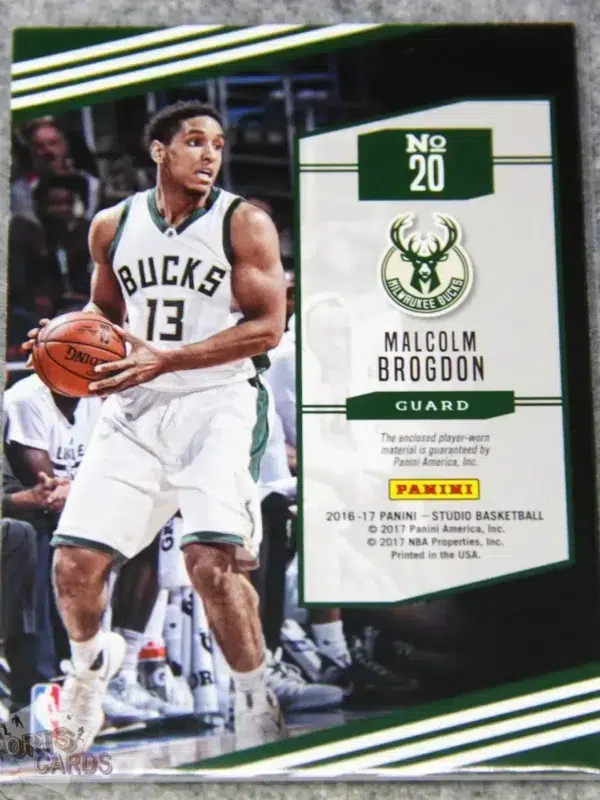 Alternative view of 2016-17 Malcolm Brogdon #20 Panini Studio First Impact Patch RC