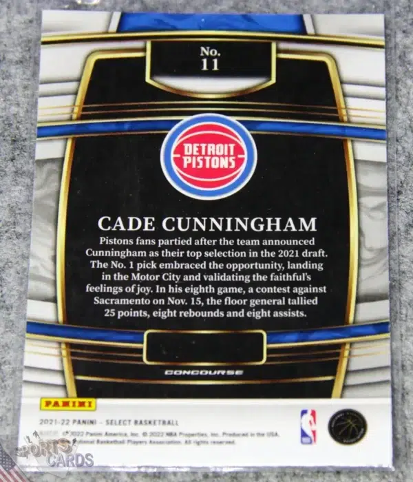 Alternative view of 2021-22 Cade Cunningham #11 Panini Select Concourse Blue RC