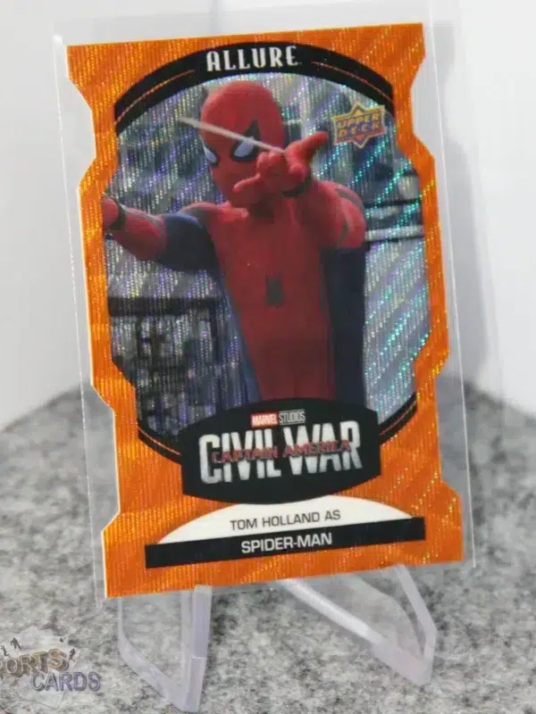 2022 Tom Holland as Spider-Man #43 Upper Deck Marvel Allure Civil War Captain America Orange Slice Die-Cut-stand