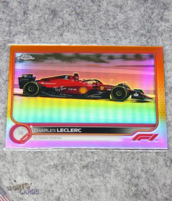 2022 Charles LeClerc #117 Topps Chrome F1 Scuderia Ferrari Orange Red Refractor SP