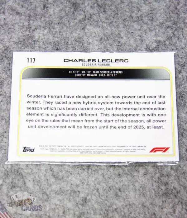 Alternative view of 2022 Charles LeClerc #117 Topps Chrome F1 Scuderia Ferrari Orange Red Refractor SP