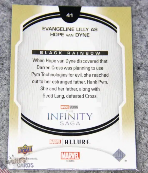 2022 Lilly Evangeline As Hope van Dyne #41 Upper Deck Marvel Allure Ant-Man Black Rainbow-back