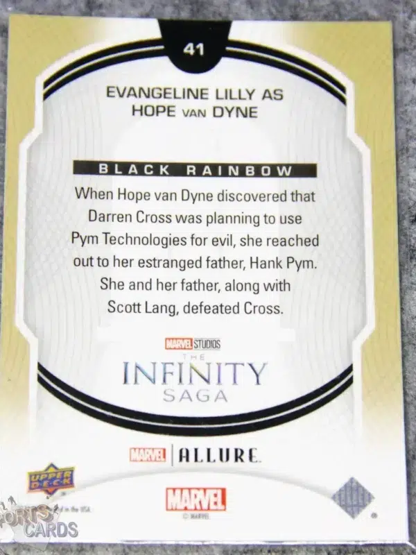 2022 Lilly Evangeline As Hope van Dyne #41 Upper Deck Marvel Allure Ant-Man Black Rainbow-back