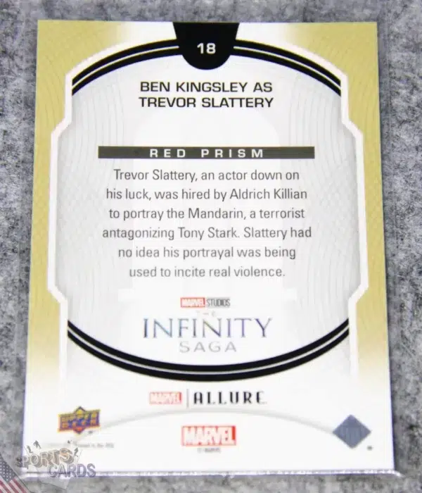 Alternative view of 2022 Ben Kingsley as Trevor Slattery #18 Upper Deck Marvel Allure Iron Man 3 Red Prism