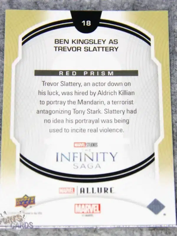 2022 Ben Kingsley as Trevor Slattery #18 Upper Deck Marvel Allure Iron Man 3 Red Prism-back