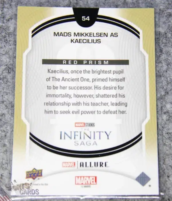 Alternative view of 2022 Mads Mikkelsen as Kaecilius #54 Upper Deck Marvel Allure Doctor Strange Red Prism