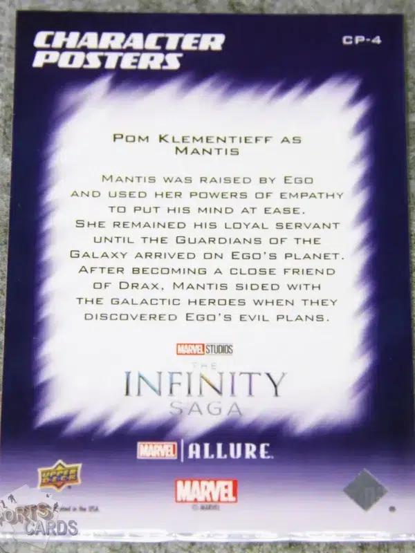 2022 Pom Klementieff as Mantis #CP-4 Upper Deck Marvel Allure GotG Vol 2 Character Posters-back