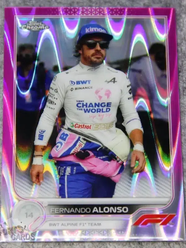 2022 Fernando Alonso #16 Topps Chrome F1 Pink Raywave Refractor /75