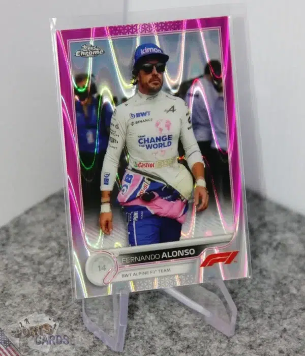 2022 Fernando Alonso #16 Topps Chrome Pink Raywave Refractor /75-stand