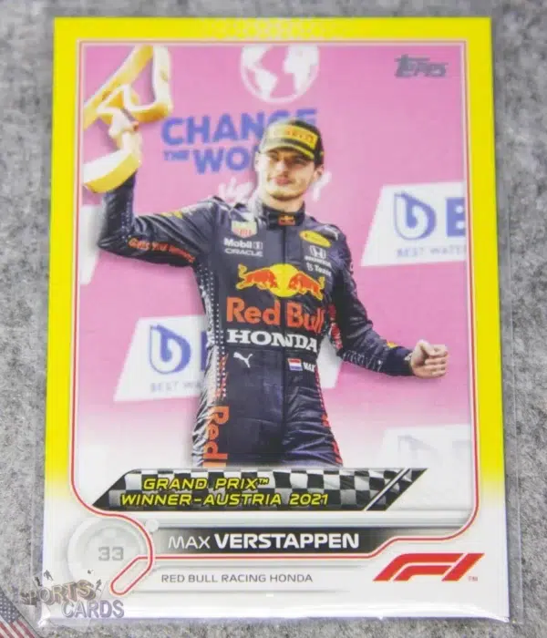 2022 Max Verstappen #159 Topps F1 Grand Prix Winners Yellow Refractor /125-front