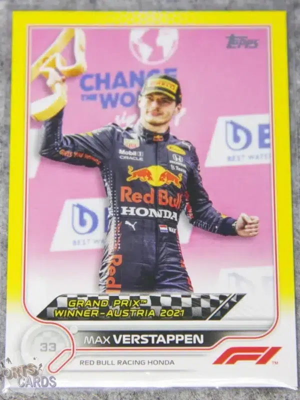 2022 Max Verstappen #159 Topps F1 Grand Prix Winners Yellow Refractor /125-front