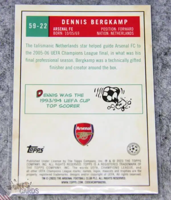 Alternative view of 2022-23 Dennis Bergkamp #59-22 Topps Chrome UEFA Champions League Club Competitions 1959 Refractor