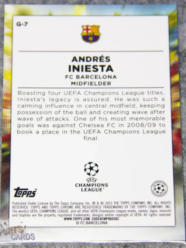 2022-23 Andres Iniesta #G-7 Topps Chrome UEFA Champions League Golazo Refractor-back