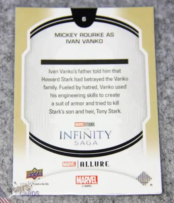 Alternative view of 2022 Mickey Rourke as Ivan Vanko #6 Upper Deck Marvel Allure Iron Man 2