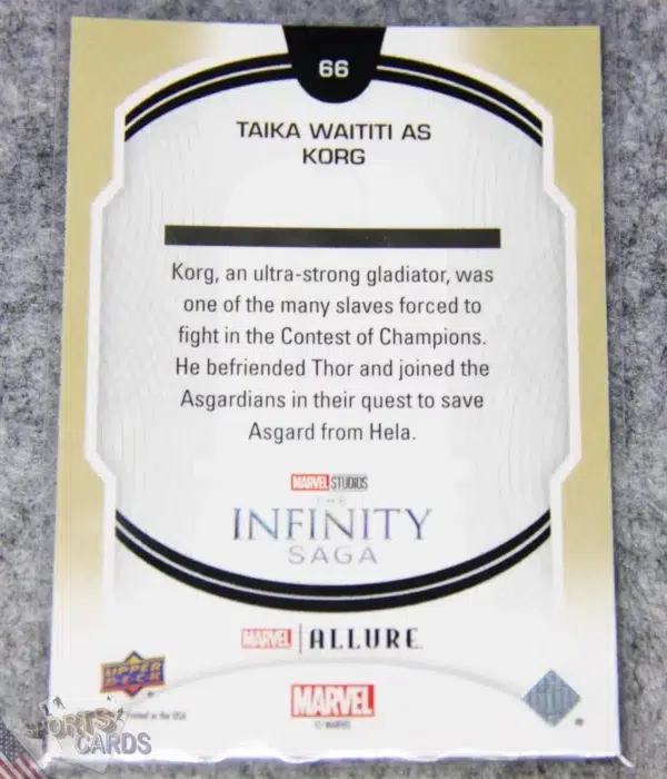 2022 Taika Waititi as Korg #66 Upper Deck Marvel Allure Thor Ragnarok-back