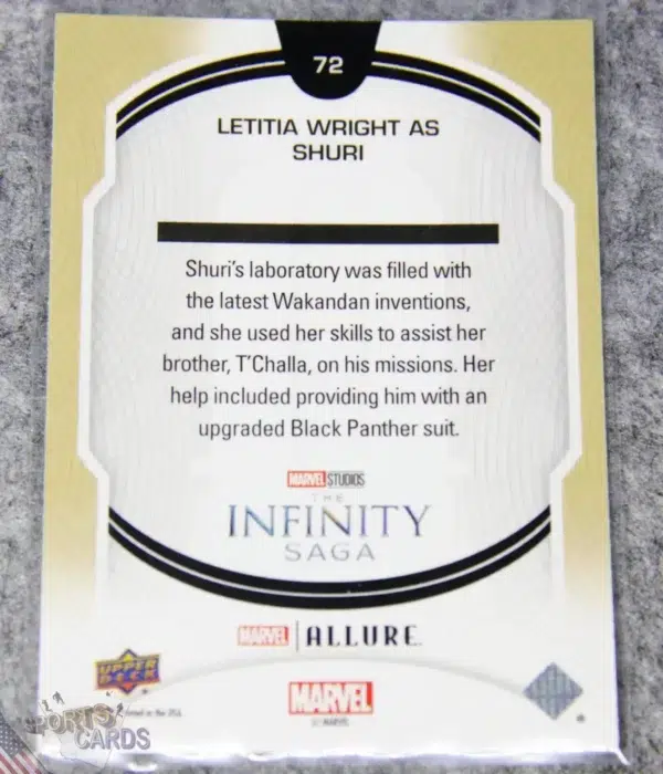 Alternative view of 2022 Letitia Wright as Shuri #72 Upper Deck Marvel Allure Black Panther