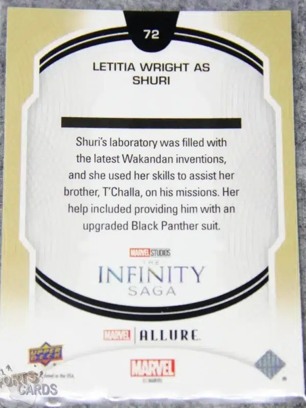 2022 Letitia Wright as Shuri #72 Upper Deck Marvel Allure Black Panther-back