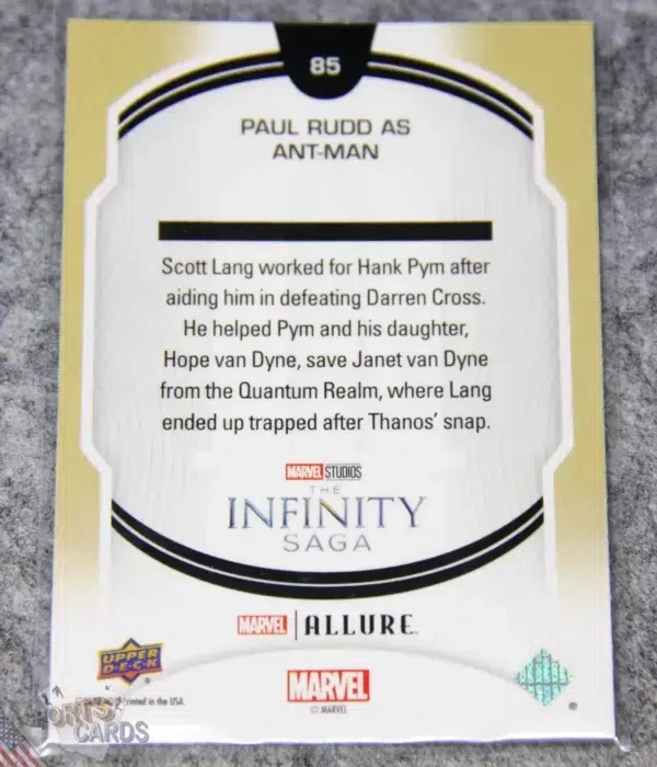 2022 Paul Rudd as Ant-Man #85 Upper Deck Marvel Allure Ant-Man and the Wasp-back