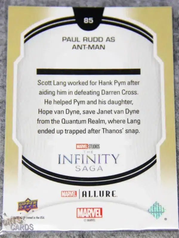 2022 Paul Rudd as Ant-Man #85 Upper Deck Marvel Allure Ant-Man and the Wasp-back