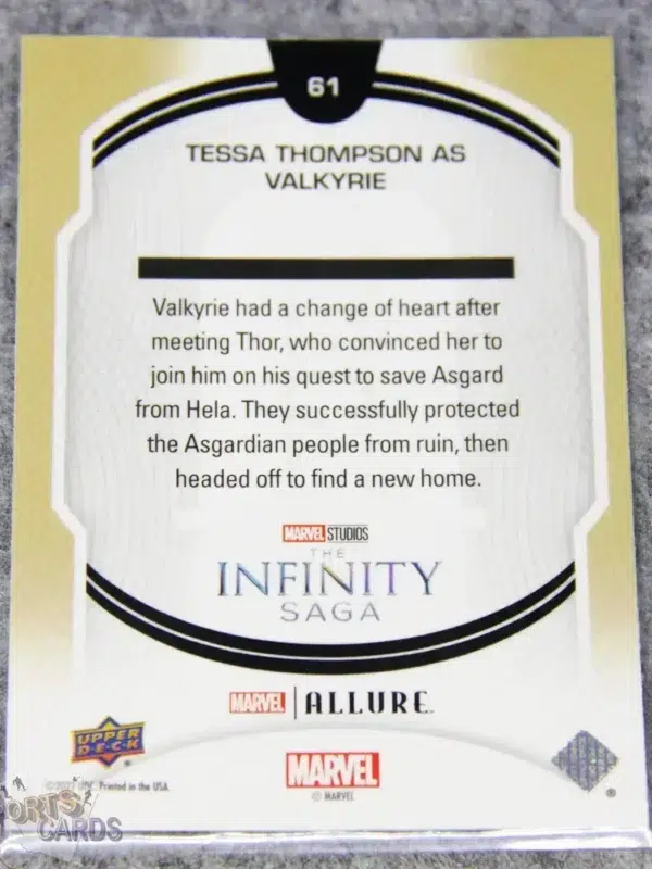 2022 Tessa Thompson as Valkyrie #61 Upper Deck Marvel Allure Thor Ragnarok-back