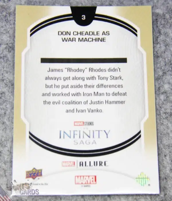 Alternative view of 2022 Don Cheadle as War Machine #3 Upper Deck Marvel Allure Iron Man 2