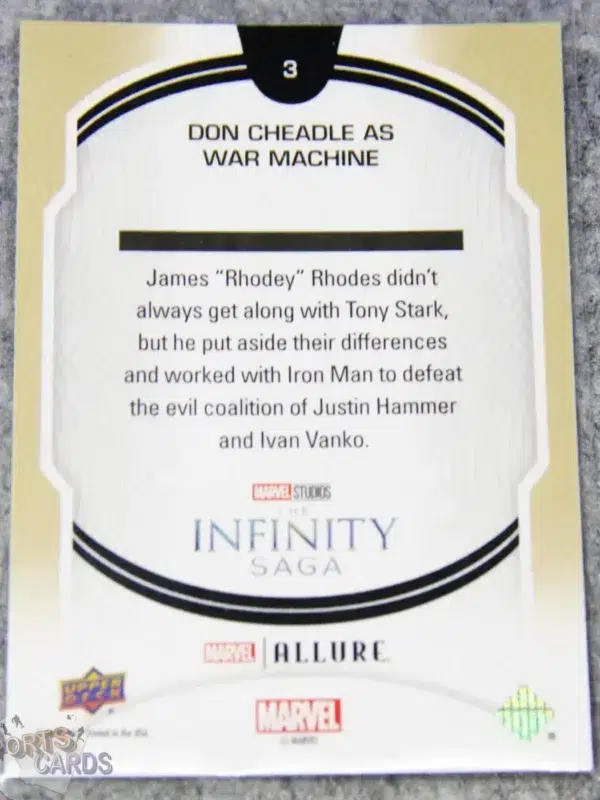 2022 Don Cheadle as War Machine #3 Upper Deck Marvel Allure Iron Man 2-back