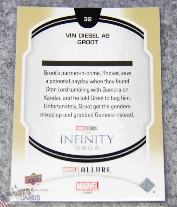 Alternative view of 2022 Vin Diesel as Groot #32 Upper Deck Marvel Allure Guardians of the Galaxy