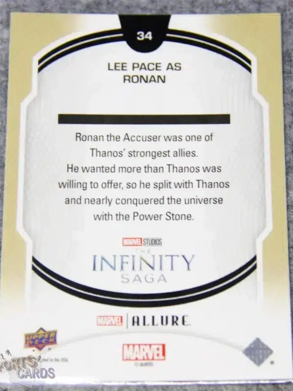 Alternative view of 2022 Lee Pace as Ronan #34 Upper Deck Marvel Allure Guardians of the Galaxy