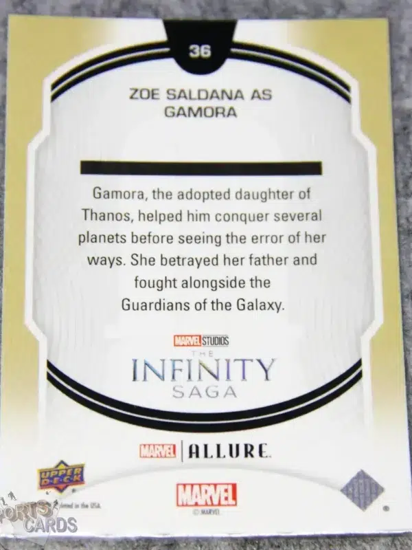 Alternative view of 2022 Zoe Saldana as Gamora #36 Upper Deck Marvel Allure Guardians of the Galaxy
