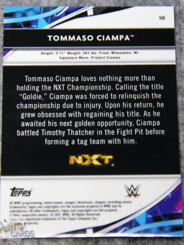 2021 Tommaso Ciampa #98 Topps Finest WWE NXT /99-back