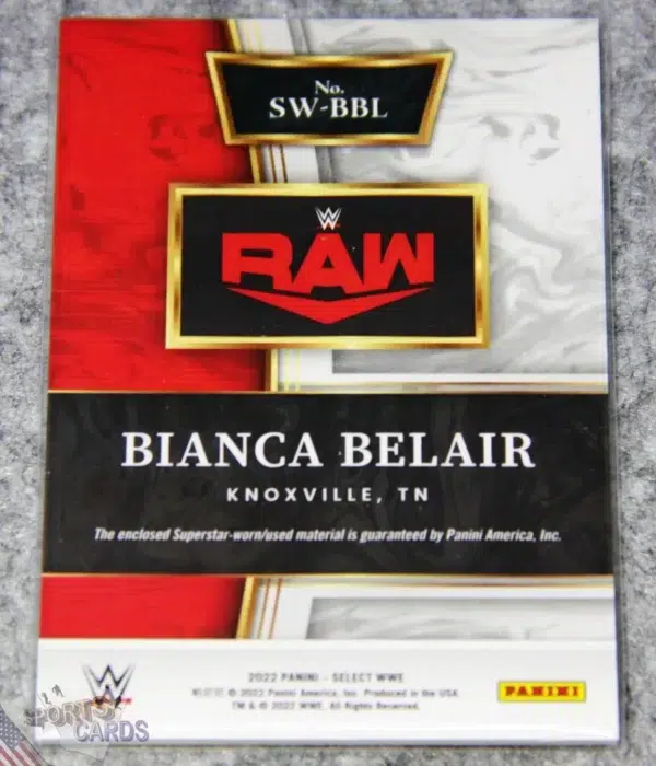 Alternative view of 2022 Bianca Belair #SW-BBL Panini Select WWE Patch RAW