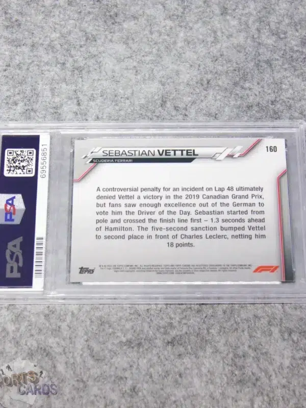 2020 Sebastian Vettel #160 Topps Chrome F1 70th Anniversary Gold PSA 9 MINT-back