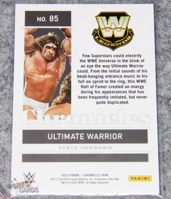 2022 Ultimate Warrior #85 Panini WWE Chronicles W Legends Blue /99-back