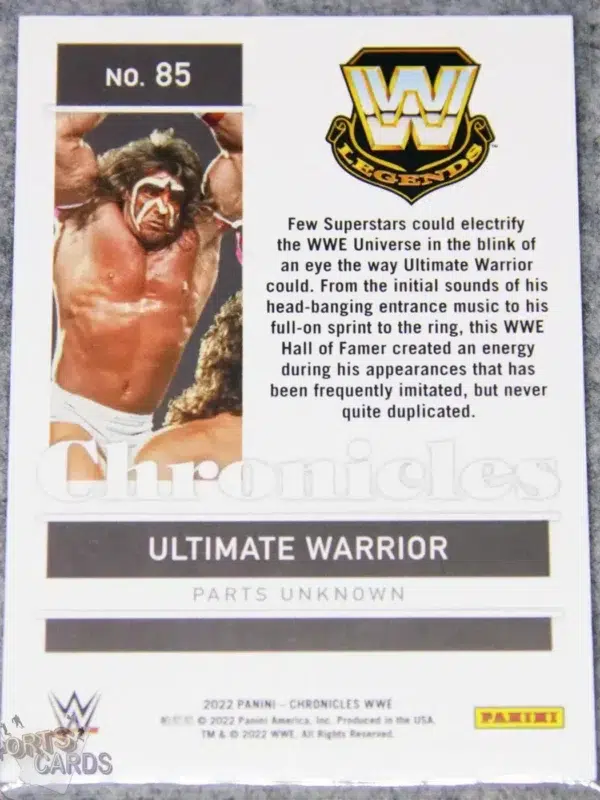 2022 Ultimate Warrior #85 Panini WWE Chronicles W Legends Blue /99-back