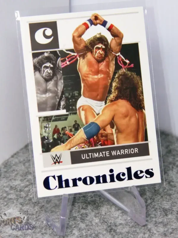 2022 Ultimate Warrior #85 Panini WWE Chronicles W Legends Blue /99 - Afbeelding 3