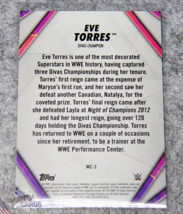 Alternative view of 2018 Eve Torres #WC-3 Topps WWE Women's Division Divas Champion