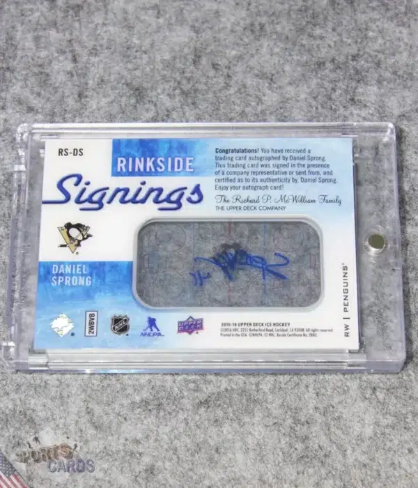 Alternative view of 2015-16 Daniel Sprong #RS-DS Upper Deck Ice Rinkside Signings Auto RC