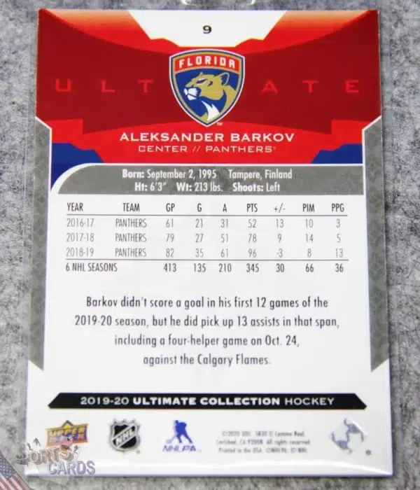 2019-20 Aleksander Barkov #9 Upper Deck Ultimate Collection /149-back