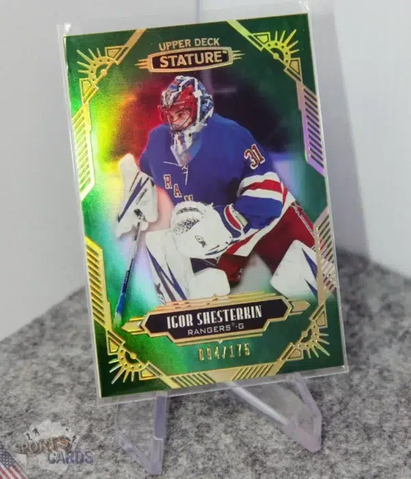 2020-21 Igor Shesterkin #51 Upper Deck Stature Green Parallel /175-stand