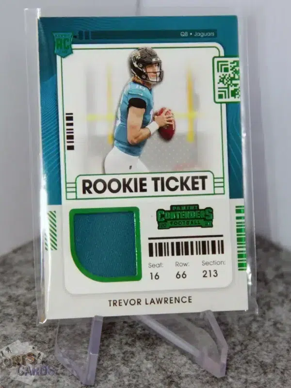 2021 Trevor Lawrence #RTS-TRL Panini Contenders Green Rookie Ticket RC Patch-stand