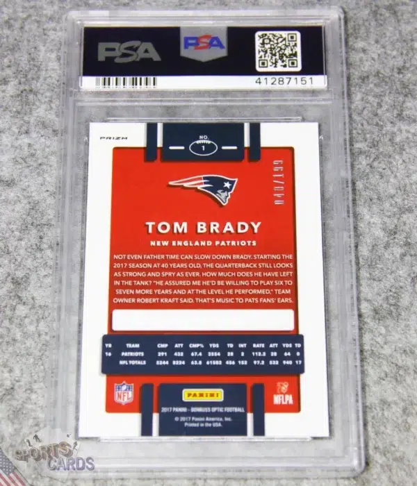 2017 Tom Brady #1 Panini Donruss Optic Orange /199 PSA 9 MINT-back