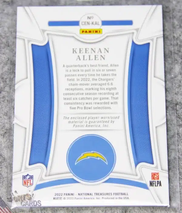 Alternative view of 2022 Keenan Allen #CEN-KAL Panini National Treasures Century Materials Patch /99