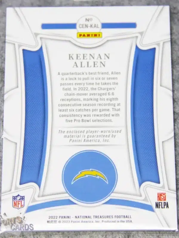 2022 Keenan Allen #CEN-KAL Panini National Treasures Century Materials Patch /99-back