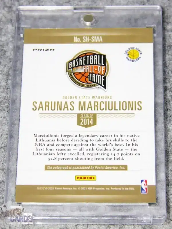 Alternative view of 2021-22 Sarunas Marciulionis #SH-SMA Panini Basketball Hall of Fame Class of 2014 Silver Prizm Autograph