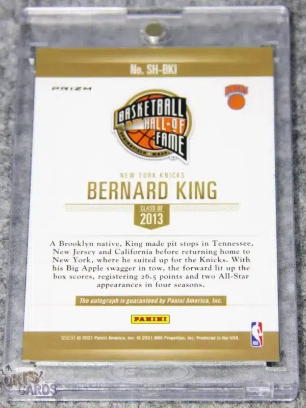 2021-22 Bernard King #SH-BKI Panini Basketball Hall of Fame Class of 2013 Silver Prizm Autograph-back