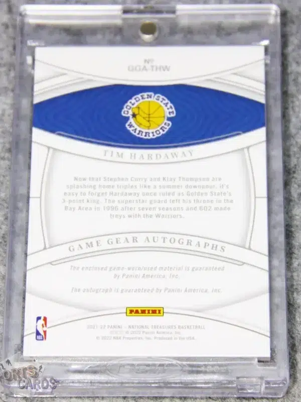 2021-22 Tim Hardaway #GGA-THW Panini National Treasures Game Gear Autographs /25-back