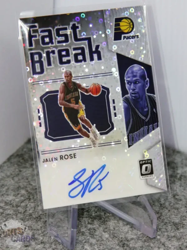 2021-22 Jalen Rose #FB-JRS Panini Optic Donruss Fast Break Signatures Disco Prizm - Afbeelding 3